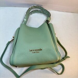 Kate Spade New York Pebbled Leather Tote Crossbody in Sage Green